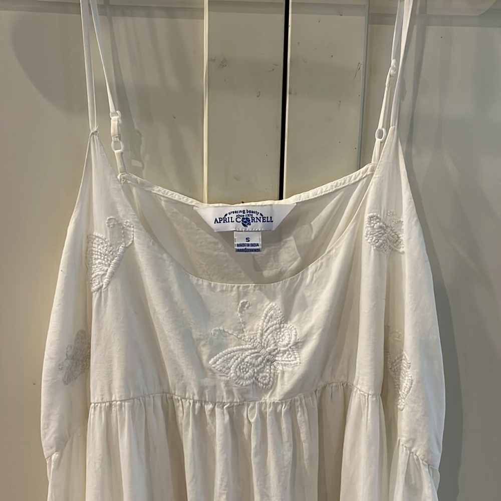 Rare Find! April Cornell White Cotton Butterfly Nightgown; Size S - Picture 6 of 8